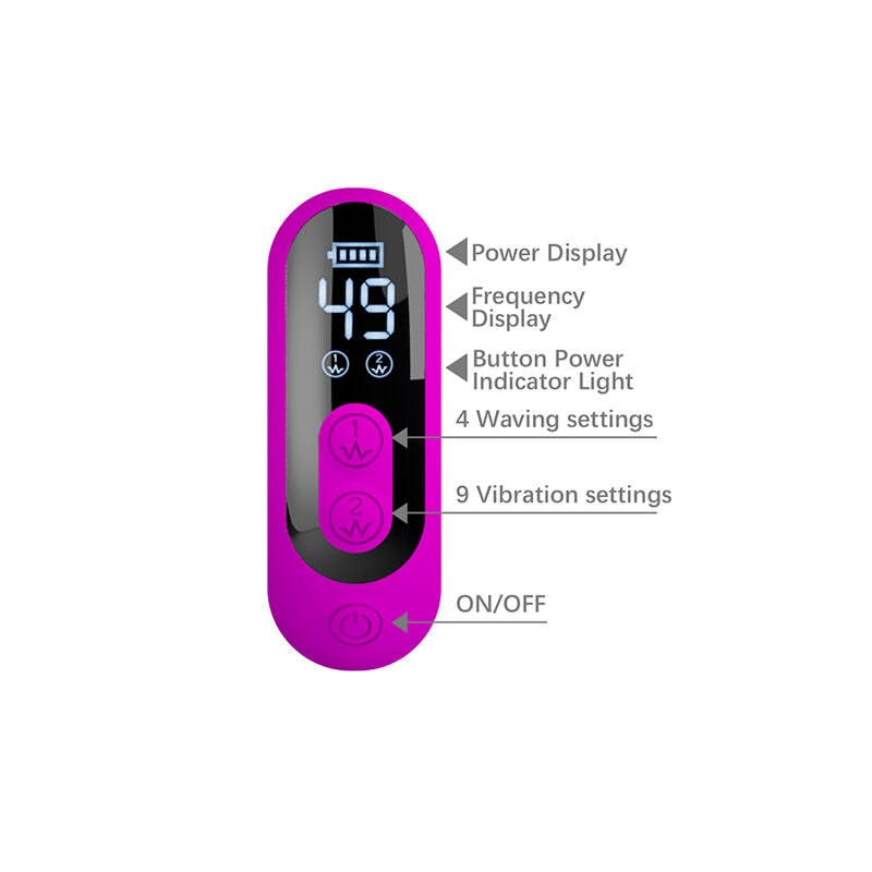 PRETTY LOVE - VIBRATEUR OSCILLANT LAPIN YALANDA AVEC AFFICHAGE LED VIOLET