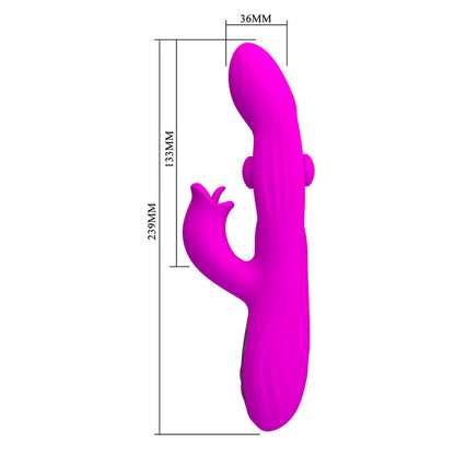 PRETTY LOVE - VIBRATEUR OSCILLANT LAPIN YALANDA AVEC AFFICHAGE LED VIOLET
