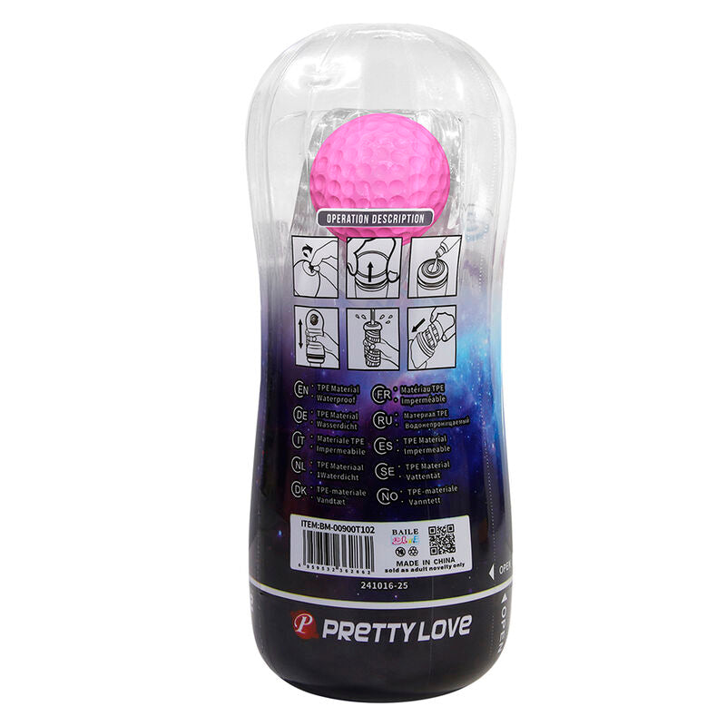 PRETTY LOVE  - COUPE DE MASTURBATION TEXTURÉE À 360° TRANSPARENTE