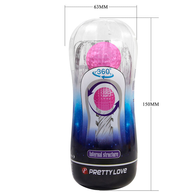 PRETTY LOVE  - COUPE DE MASTURBATION TEXTURÉE À 360° TRANSPARENTE