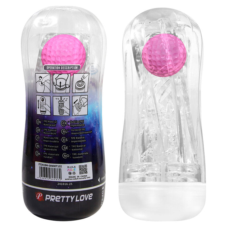 PRETTY LOVE  - COUPE DE MASTURBATION TEXTURÉE À 360° TRANSPARENTE