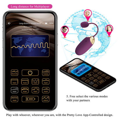 PRETTY LOVE - VIBRATEUR ŒUF À PROFONDEUR KLAY CONTRÔLÉ PAR APPLICATION VIOLET