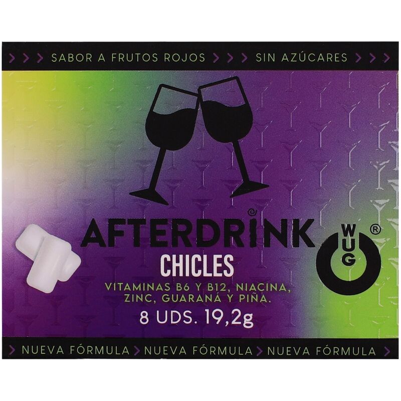 WUG After Drink – Le chewing-gum fonctionnel qui vous aide à retrouver de l'énergie après une soirée. Plaquette de 8 unités
