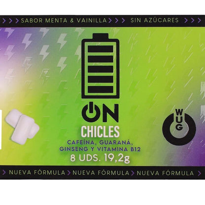 WUG on – Énergie instantanée en chewing-gum, plaquette thermoformée de 8 unités