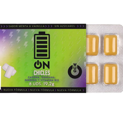 WUG on – Énergie instantanée en chewing-gum, plaquette thermoformée de 8 unités