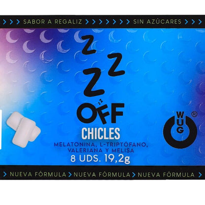 WUG off - Le chewing-gum fonctionnel qui vous aide à vous détendre et à mieux dormir. Plaquette de 8 paquets