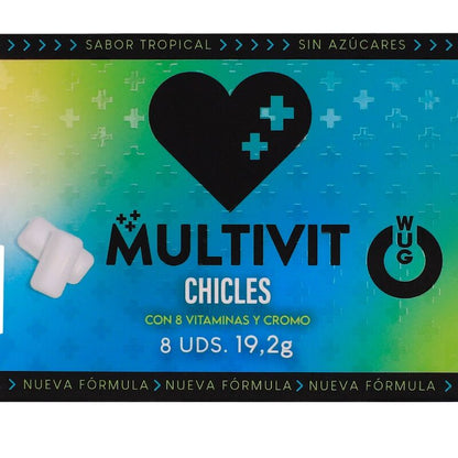 WUG Multivit - Le chewing-gum fonctionnel qui renforce vos défenses immunitaires au quotidien. Plaquette de 8 unités