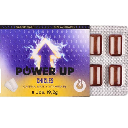 WUG Power Up - Chewing-gum énergisant pour la concentration et l'endurance - Plaquette thermoformée de 8 unités