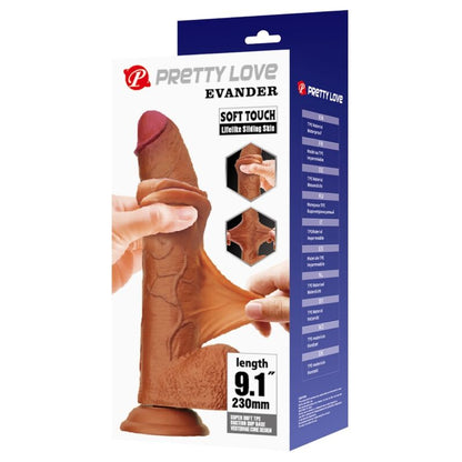 PRETTY LOVE - EVANDER GODEMICHET RÉALISTE FLEXIBLE AVEC VENTOUSE 23 CM -Ø- 4.9 CM