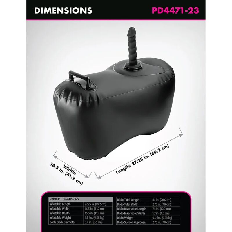 FETISH FANTASY SERIES - BODY DOCK SIÈGE GONFLABLE AVEC GODEMICHET 69,2 CM NOIR