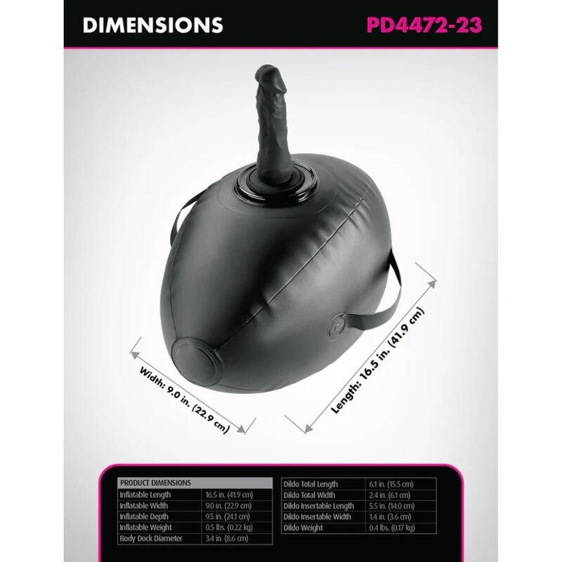FETISH FANTASY SERIES - BODY DOCK BOULE GONFLABLE AVEC GODEMICHET NOIR 41,9 CM