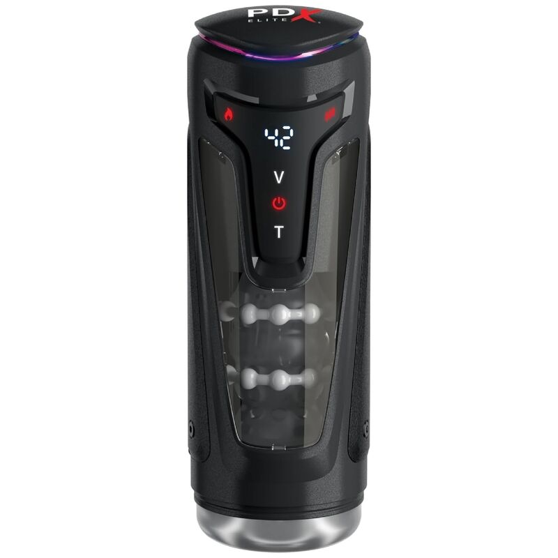 PDX ELITE - MOTO-BATOR PRO MASTURBATEUR À POUSSE AUTOMATIQUE VIBRANT ET CHAUFFANT 26,5 CM