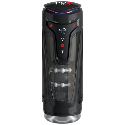 PDX ELITE - MOTO-BATOR PRO MASTURBATEUR À POUSSE AUTOMATIQUE VIBRANT ET CHAUFFANT 26,5 CM