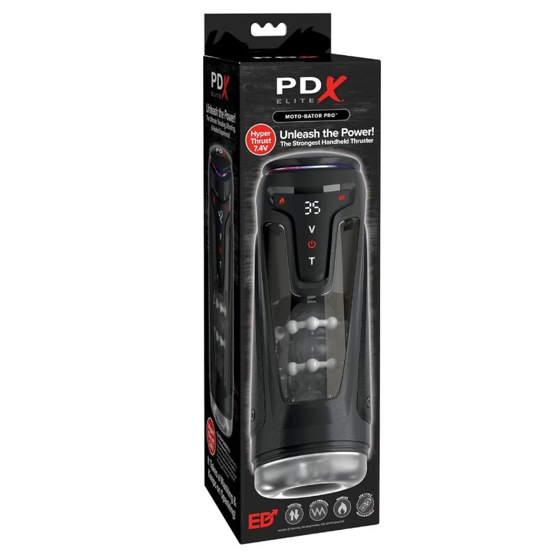 PDX ELITE - MOTO-BATOR PRO MASTURBATEUR À POUSSE AUTOMATIQUE VIBRANT ET CHAUFFANT 26,5 CM