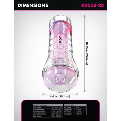 PDX ELITE - VIEWTUBE XXL LED TRANSPARENT STROKER 27,3 CM