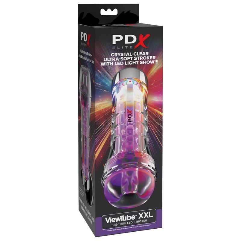 PDX ELITE - VIEWTUBE XXL LED TRANSPARENT STROKER 27,3 CM