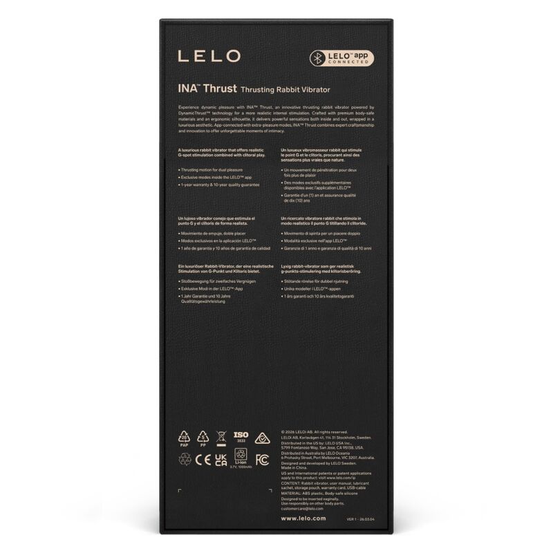 LELO - INA THRUST RABBIT VIBRATEUR À POUSSÉE NOIR