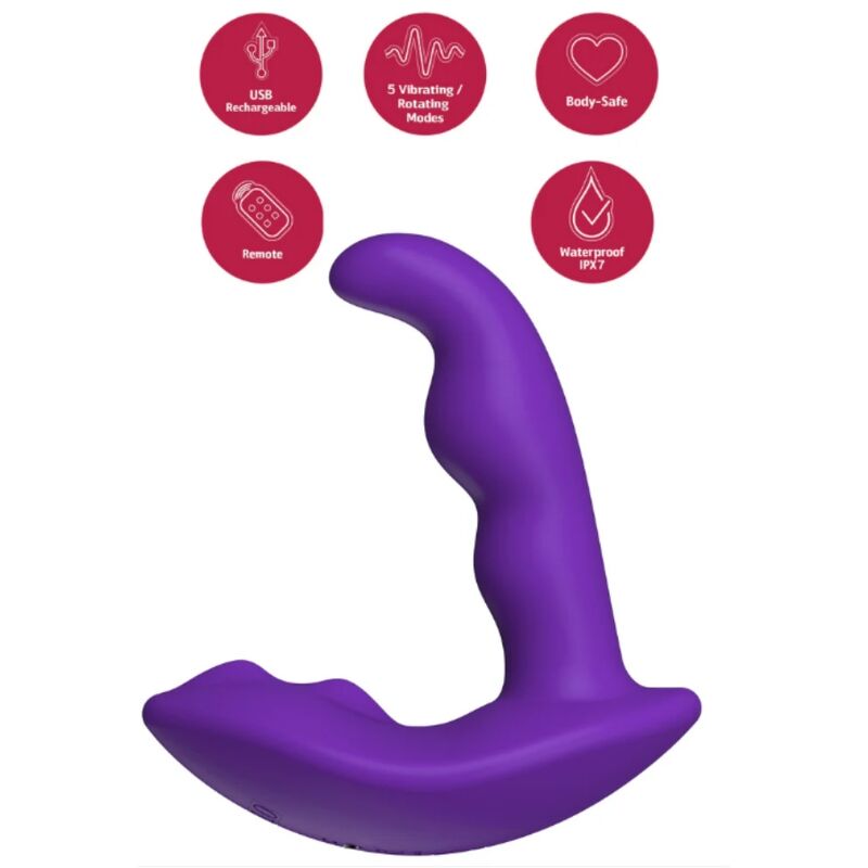 SHE.E.O - STIMULATEUR ANAL VIBRANT ROTATIF AVEC TÉLÉCOMMANDE VIOLET
