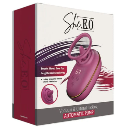 SHE.E.O - POMPE DE STIMULATION CLITORIALE AUTOMATIQUE AVEC EFFET DE LÉCHAGE (VIOLET)