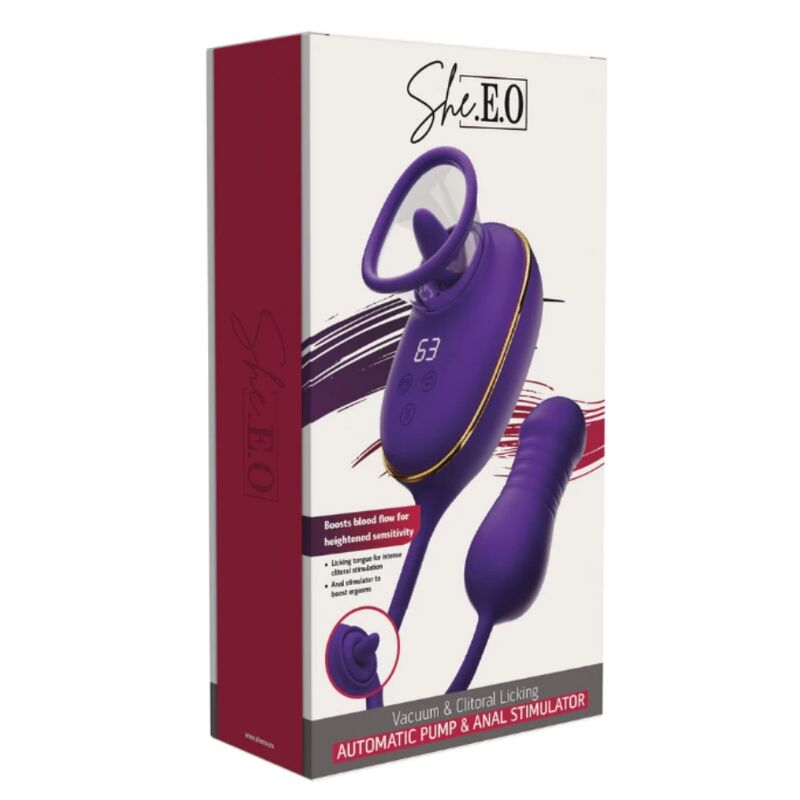 SHE.E.O - SUCCION CLITORIALE AVEC EFFET DE LÉCHAGE ET STIMULATEUR ANAL VIOLET