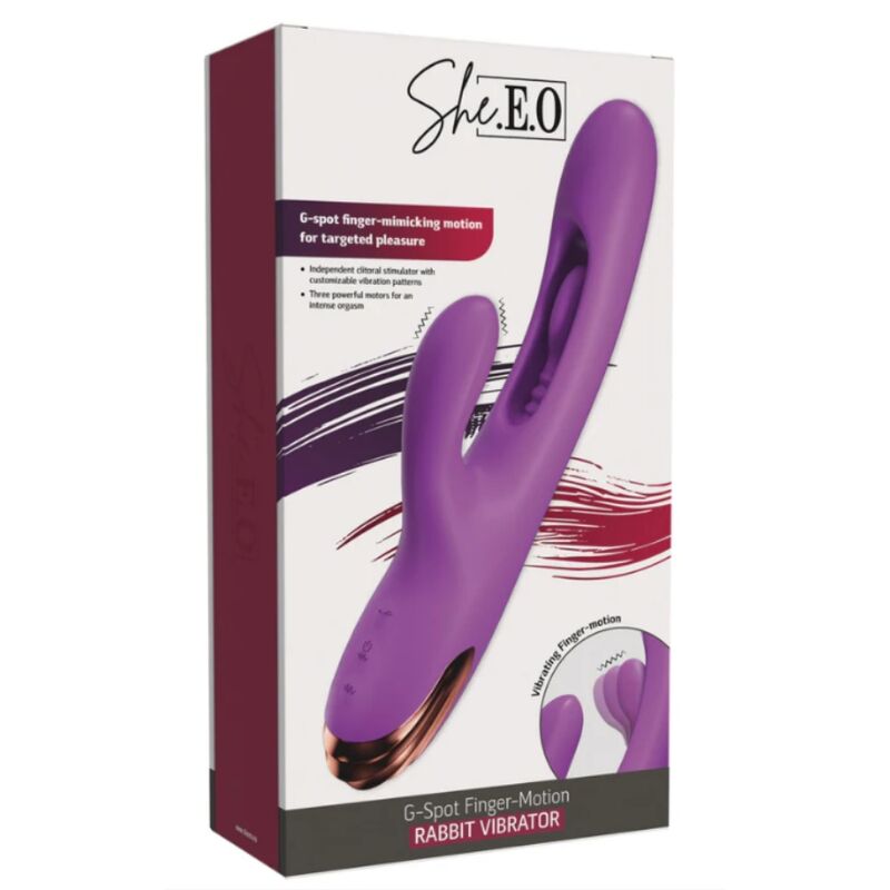 SHE.E.O - VIBRATEUR POINT G LAPIN AVEC MOUVEMENT NUMÉRIQUE VIOLET