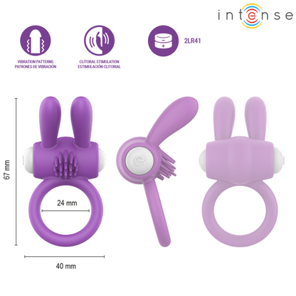 INTENSE - ANNEAU PÉNIS VIBRANT HOPPS AVEC STIMULATION CLITORIALE VIOLETTE