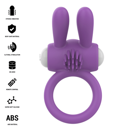 INTENSE - ANNEAU PÉNIS VIBRANT HOPPS AVEC STIMULATION CLITORIALE VIOLETTE