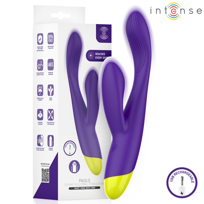INTENSE - STIMULATEUR LAPIN RECHARGEABLE PAOLO POUR LE POINT G ET LE CLITORIS