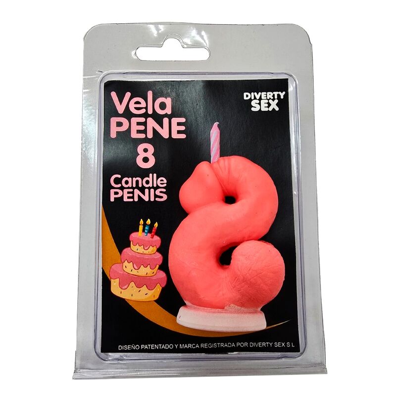 DIABLO PICANTE - BOUGIE PÉNIS EN FORME DE CHIFFRE 8 ROSE