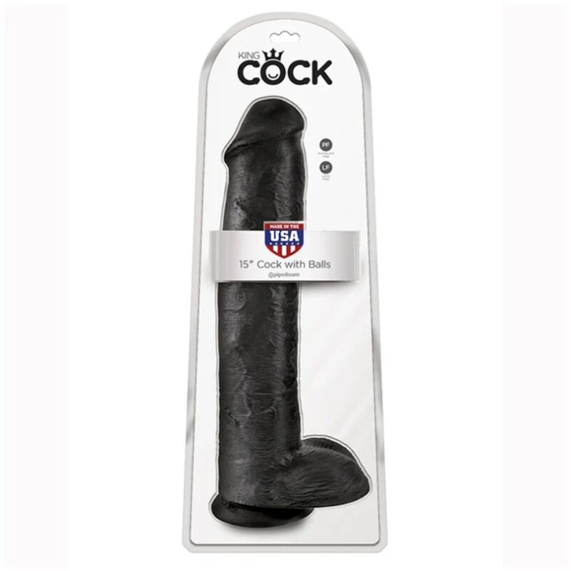 KING COCK - GODEMICHET RÉALISTE AVEC TESTICULES 38 CM NOIR