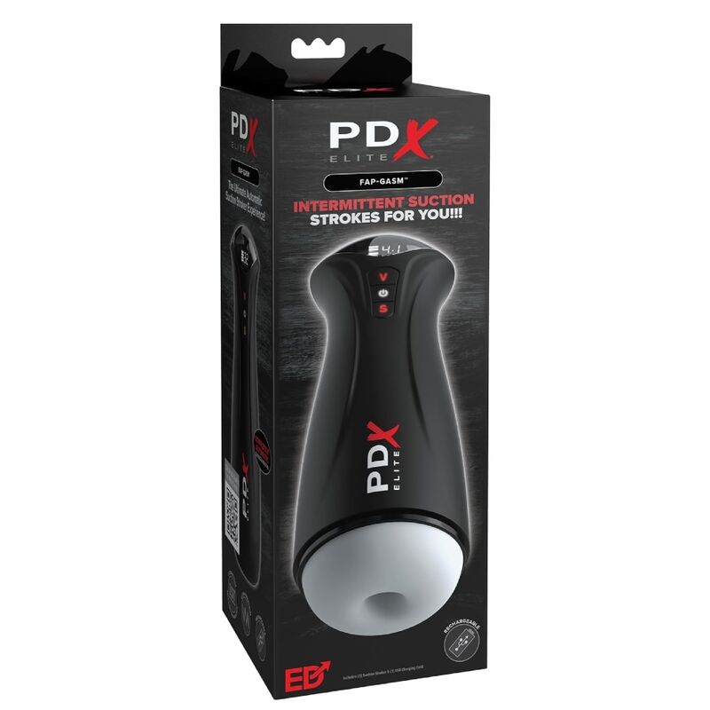 PDX ELITE - MASTURBATEUR MASCULIN TRANSPARENT FAP-GASM AVEC SUCCION INTERMITTENTE
