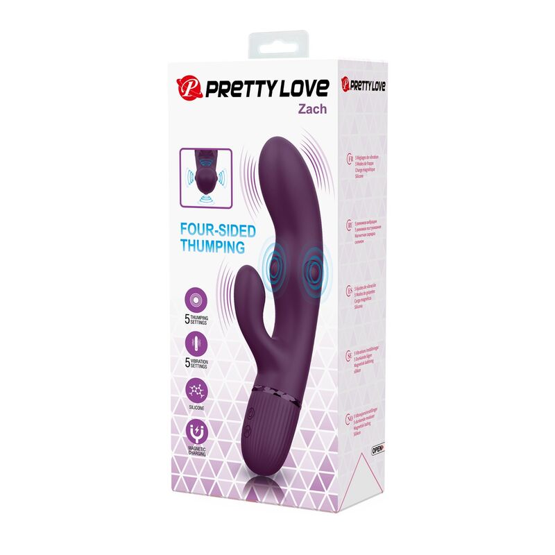 PRETTY LOVE - ZACH VIBRATEUR LAPIN RECHARGEABLE À POUSSER 5+5 FONCTIONS