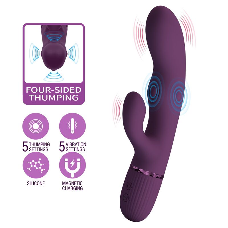 PRETTY LOVE - ZACH VIBRATEUR LAPIN RECHARGEABLE À POUSSER 5+5 FONCTIONS