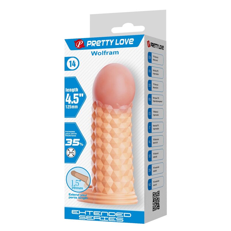 PRETTY LOVE - MANCHON D'EXTENSION PÉNIENNE WOLFRAM 11,5 CM Ø 3,8 CM NATUREL