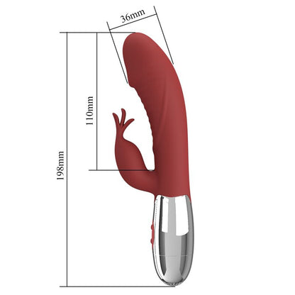PRETTY LOVE - VIBRATEUR LAPIN EN PLANTES DE ROSE 30 FONCTIONS RECHARGEABLE USB ROUGE