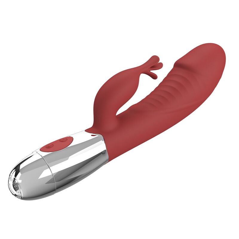 PRETTY LOVE - VIBRATEUR LAPIN EN PLANTES DE ROSE 30 FONCTIONS RECHARGEABLE USB ROUGE
