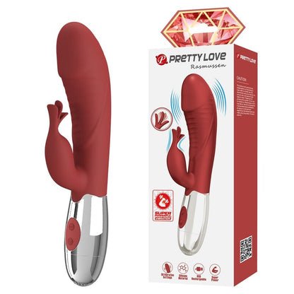 PRETTY LOVE - VIBRATEUR LAPIN EN PLANTES DE ROSE 30 FONCTIONS RECHARGEABLE USB ROUGE
