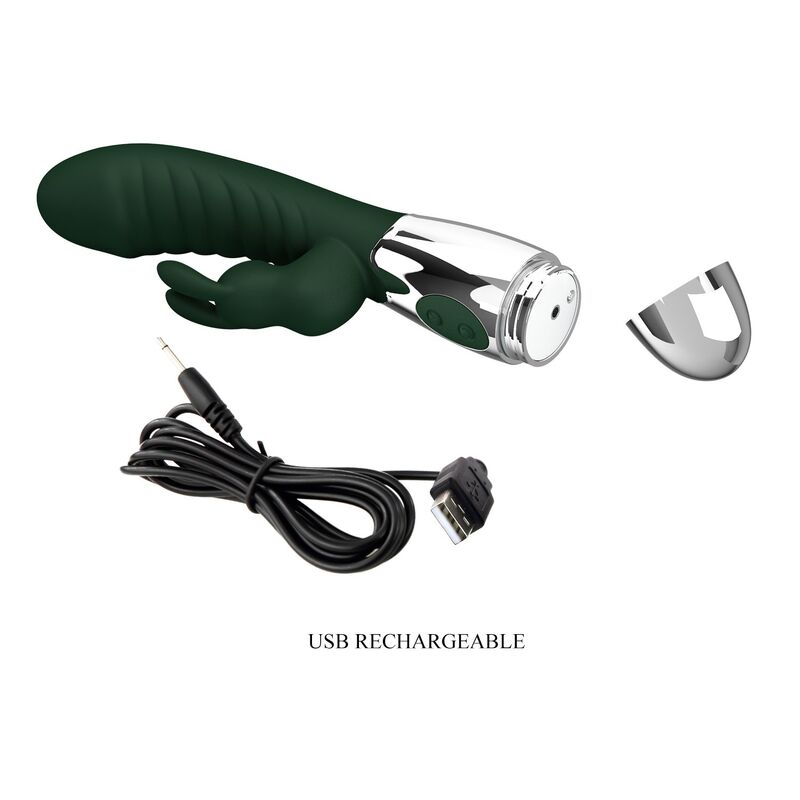 PRETTY LOVE - VIBRATEUR LAPIN COQUIN 30 FONCTIONS RECHARGEABLE USB VERT