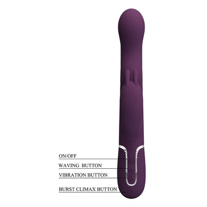 PRETTY LOVE - VIBRATEUR LAPIN LOURSEN AVEC MOUVEMENT DE POUSSÉE ET 7 MODES DE VIBRATION RECHARGEABLE PAR USB VIOLET
