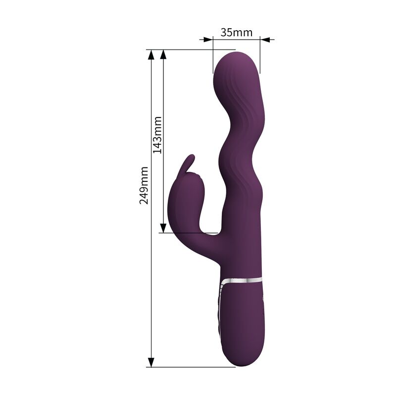 PRETTY LOVE - VIBRATEUR LAPIN LOURSEN AVEC MOUVEMENT DE POUSSÉE ET 7 MODES DE VIBRATION RECHARGEABLE PAR USB VIOLET