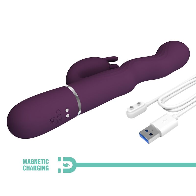 PRETTY LOVE - VIBRATEUR LAPIN LOURSEN AVEC MOUVEMENT DE POUSSÉE ET 7 MODES DE VIBRATION RECHARGEABLE PAR USB VIOLET