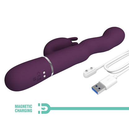 PRETTY LOVE - VIBRATEUR LAPIN LOURSEN AVEC MOUVEMENT DE POUSSÉE ET 7 MODES DE VIBRATION RECHARGEABLE PAR USB VIOLET