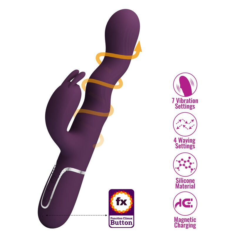 PRETTY LOVE - VIBRATEUR LAPIN LOURSEN AVEC MOUVEMENT DE POUSSÉE ET 7 MODES DE VIBRATION RECHARGEABLE PAR USB VIOLET