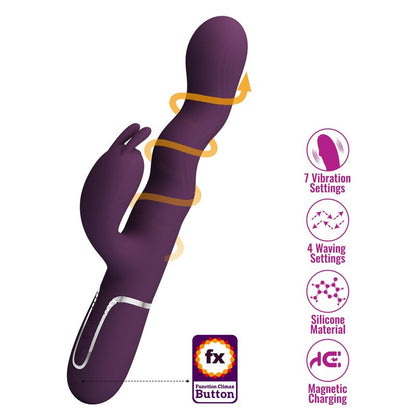 PRETTY LOVE - VIBRATEUR LAPIN LOURSEN AVEC MOUVEMENT DE POUSSÉE ET 7 MODES DE VIBRATION RECHARGEABLE PAR USB VIOLET