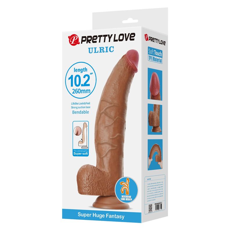 PRETTY LOVE - GODE FLEXIBLE RÉALISTE ULRIC 26 CM Ø 5,5 CM TPE MARRON