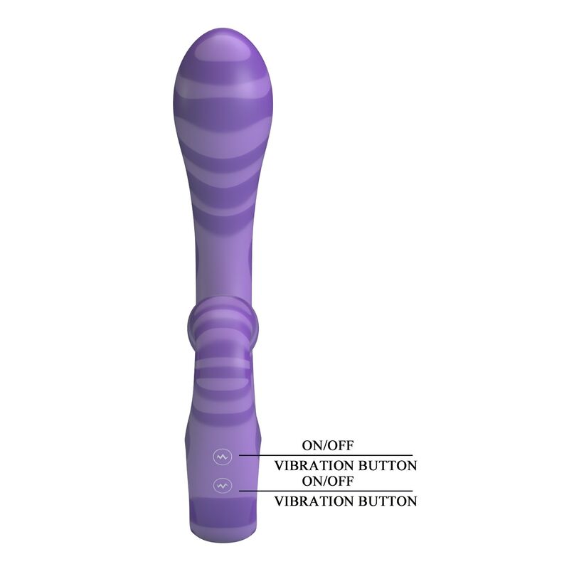 PRETTY LOVE - VIBRATEUR DOUBLE EMBOUT AVEC POIGNÉE 19 CM Ø 3,5 CM VIOLET