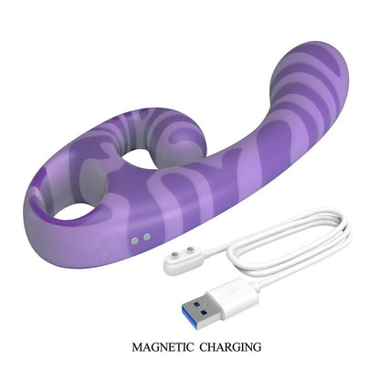 PRETTY LOVE - VIBRATEUR DOUBLE EMBOUT AVEC POIGNÉE 19 CM Ø 3,5 CM VIOLET