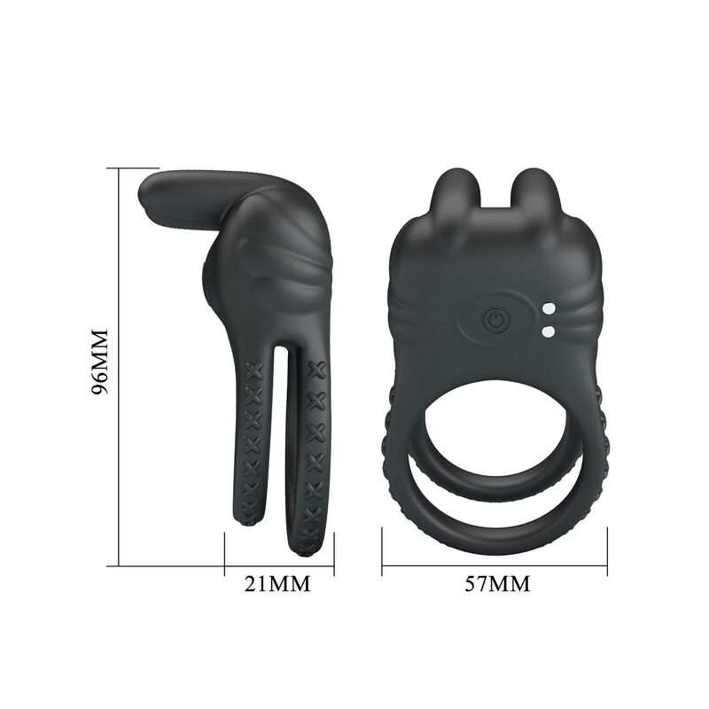 PRETTY LOVE - SINI ANNEAU PÉNIS VIBRANT RECHARGEABLE 10 FONCTIONS NOIR