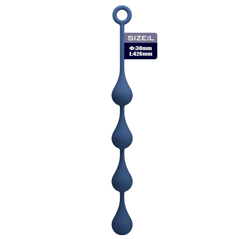MR PLAY - PERLES ANALES EN SILICONE BLEU, TAILLE L (42,6 CM)