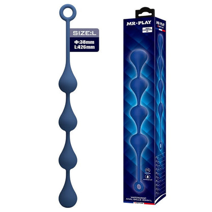 MR PLAY - PERLES ANALES EN SILICONE BLEU, TAILLE L (42,6 CM)